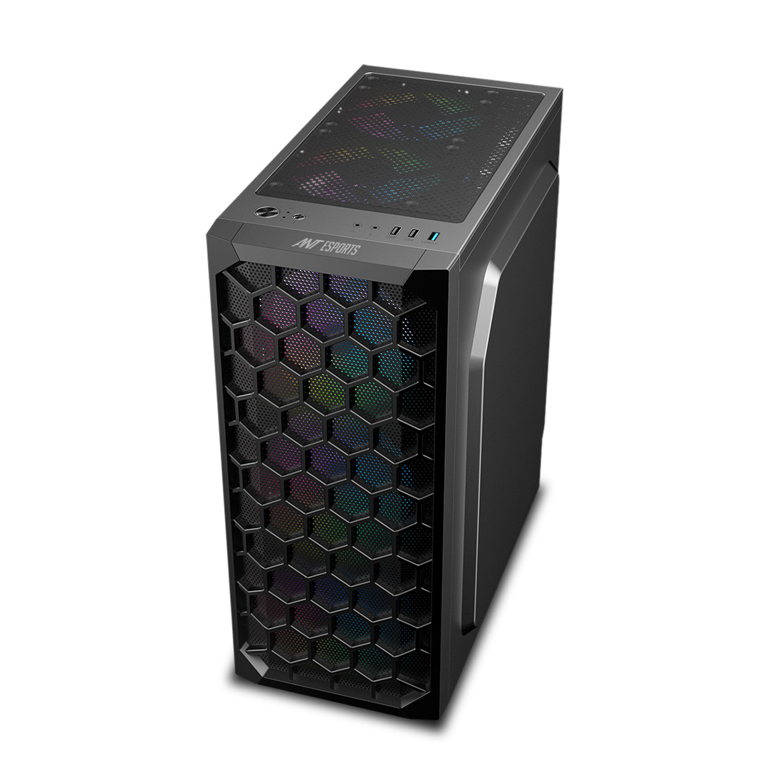 Ant Esports Elite 1120 Mid Tower ATX/Micro-ATX/ITX Black Cabinet 4x120mm Static RGB Fans