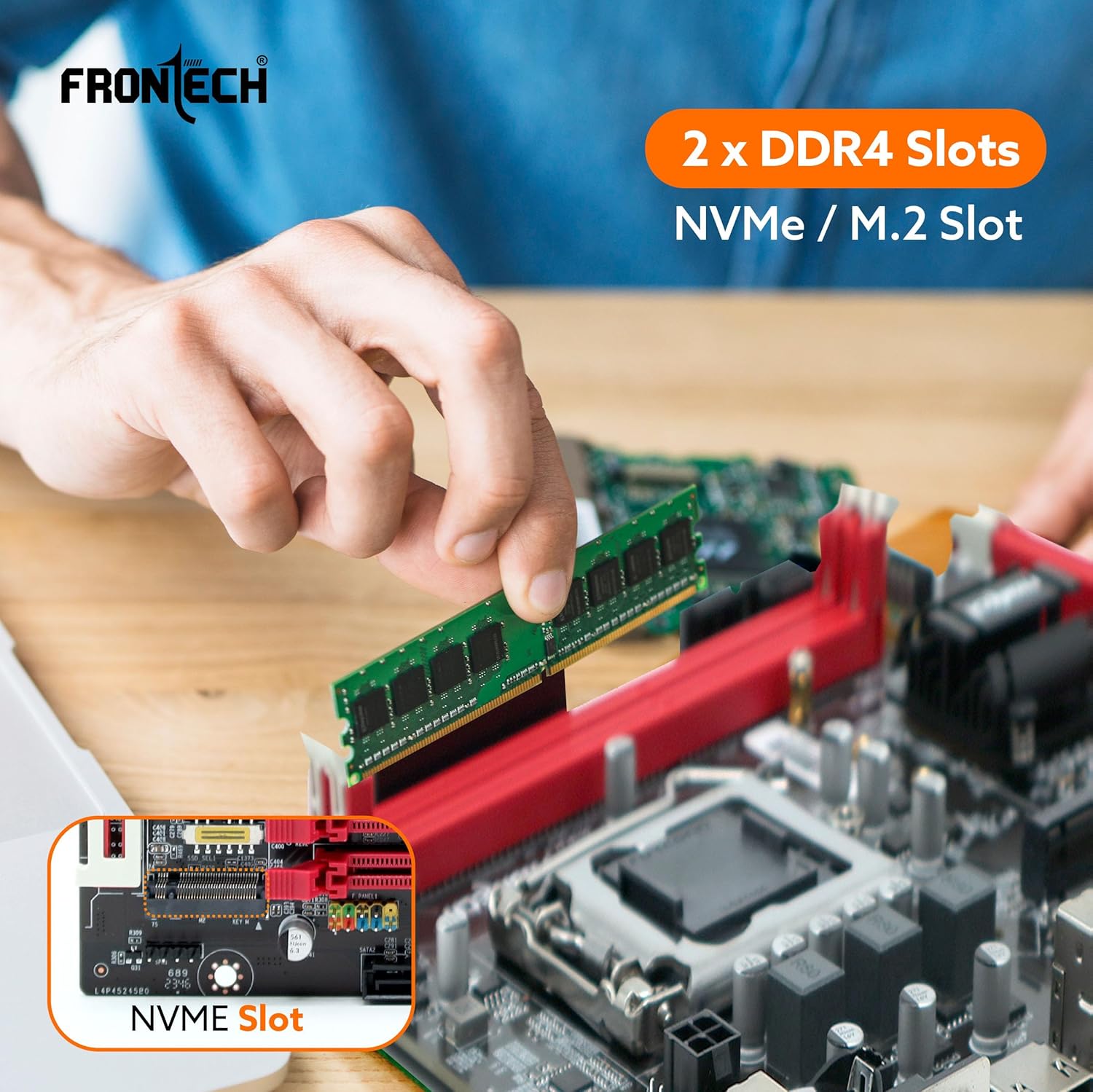FRONTECH H110 Chipset Motherboard with 2xDDR4 RAM Slots LGA1151 Supports 6/7/8th (SKYlake), 14nm CPUs Processors | 2xUSB 3.0, 4xUSB 2.0 | 4xSATA Slots | NVME Slots, 1xPCIEX16, 1xHDMI, 1xVGA (FT-0475)