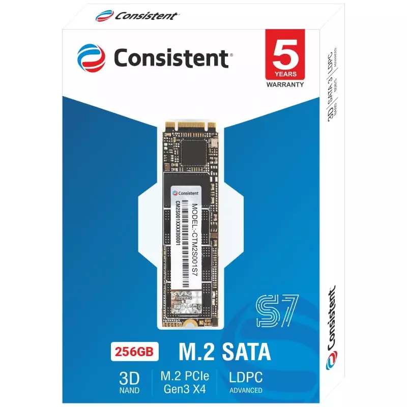 Consistent SSD 256GB 2.5 Inch SATA Internal SSD - Read: 550MB/s & Write: 500MB/s - Solid-State Drive 5 Year Warranty (256, GB)