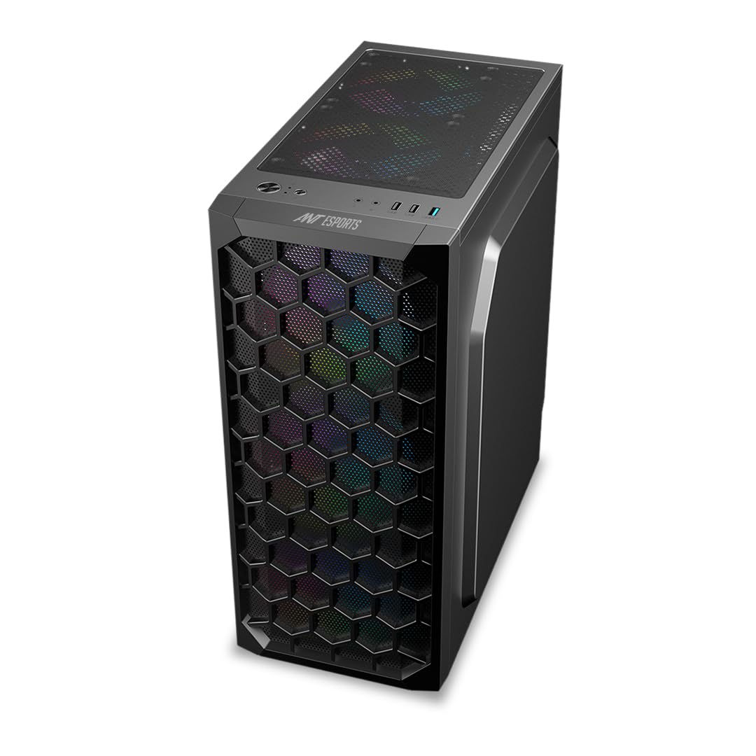 Ant Esports Elite 1120 Mid Tower ATX/Micro-ATX/ITX Black Cabinet 4x120mm Static RGB Fans