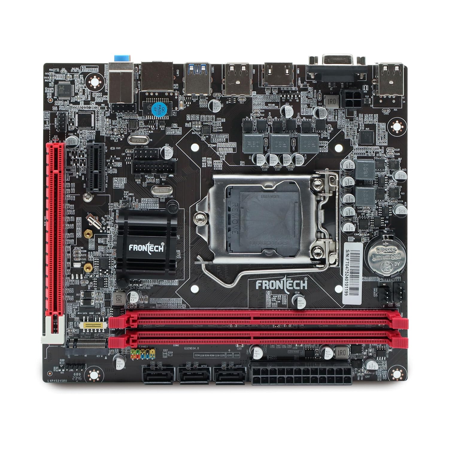 FRONTECH H110 Chipset Motherboard with 2xDDR4 RAM Slots LGA1151 Supports 6/7/8th (SKYlake), 14nm CPUs Processors | 2xUSB 3.0, 4xUSB 2.0 | 4xSATA Slots | NVME Slots, 1xPCIEX16, 1xHDMI, 1xVGA (FT-0475)
