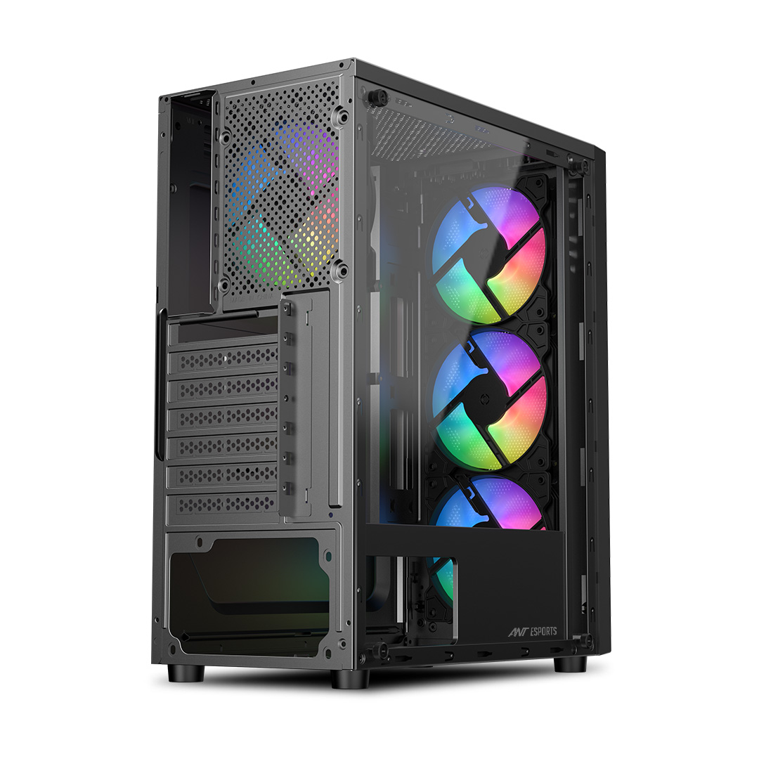 Ant Esports Elite 1120 Mid Tower ATX/Micro-ATX/ITX Black Cabinet 4x120mm Static RGB Fans