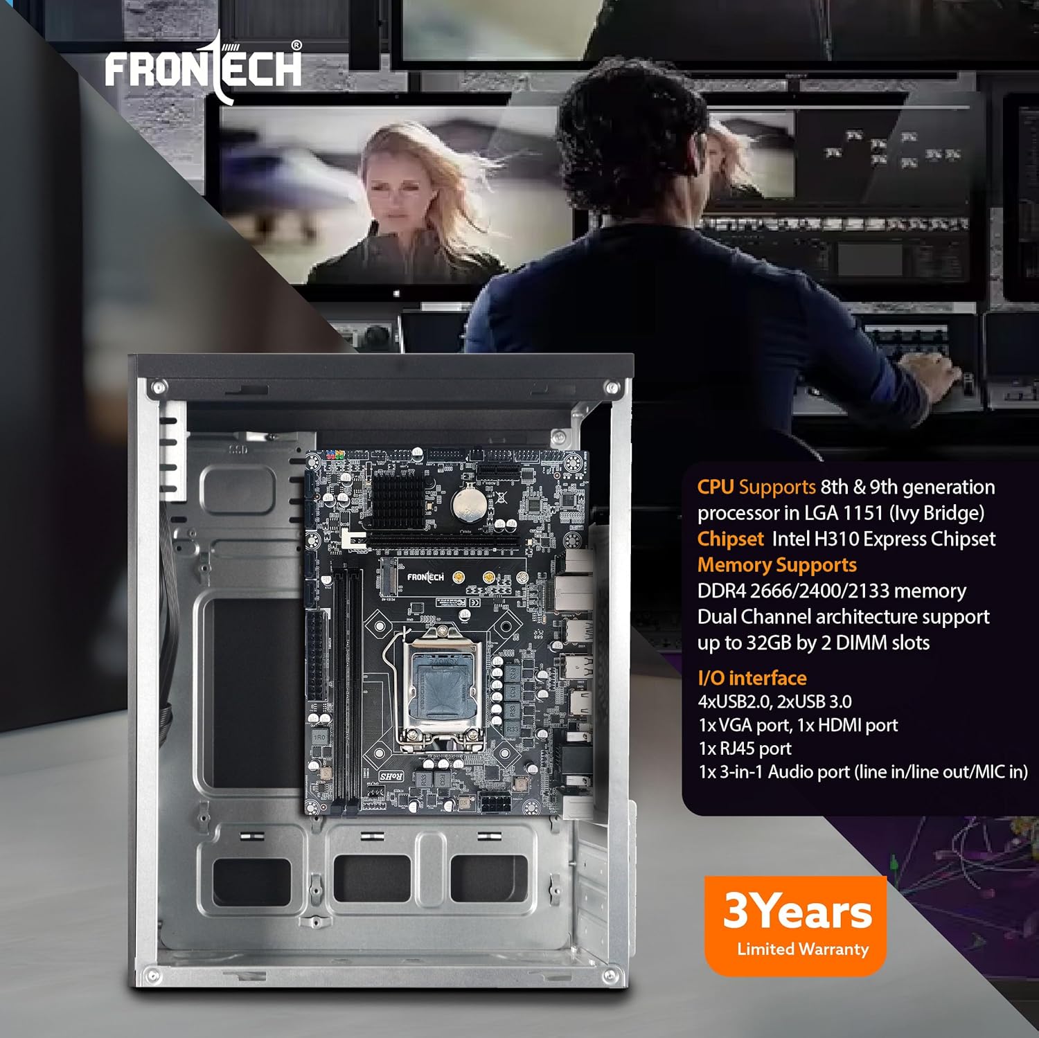 FRONTECH High-Performance 8th & 9th Generation LGA 1151 Motherboard with H310 Express Chipset (FT-0482)
