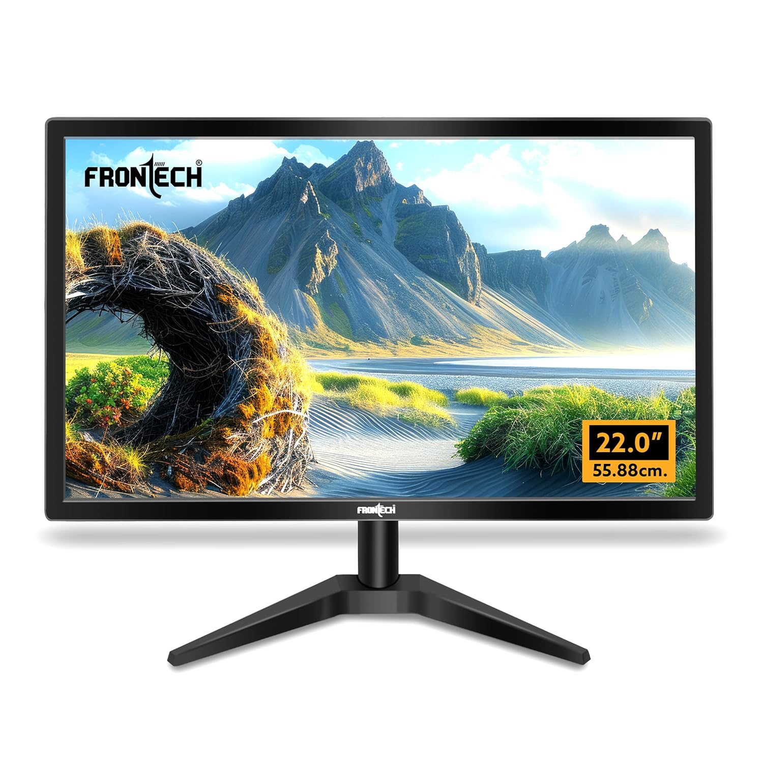FRONTECH 22-inch, LED, HD 1680x1050, 60Hz, Black, Wall Mountable Slim & Stylish Design, 16.7M Colors, HDMI & VGA Ports, Built-in Power Supply Monitor (MON-0060)